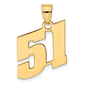 14k Yellow Gold Polished Finish Block Script Design Number 51 Charm Pendant
