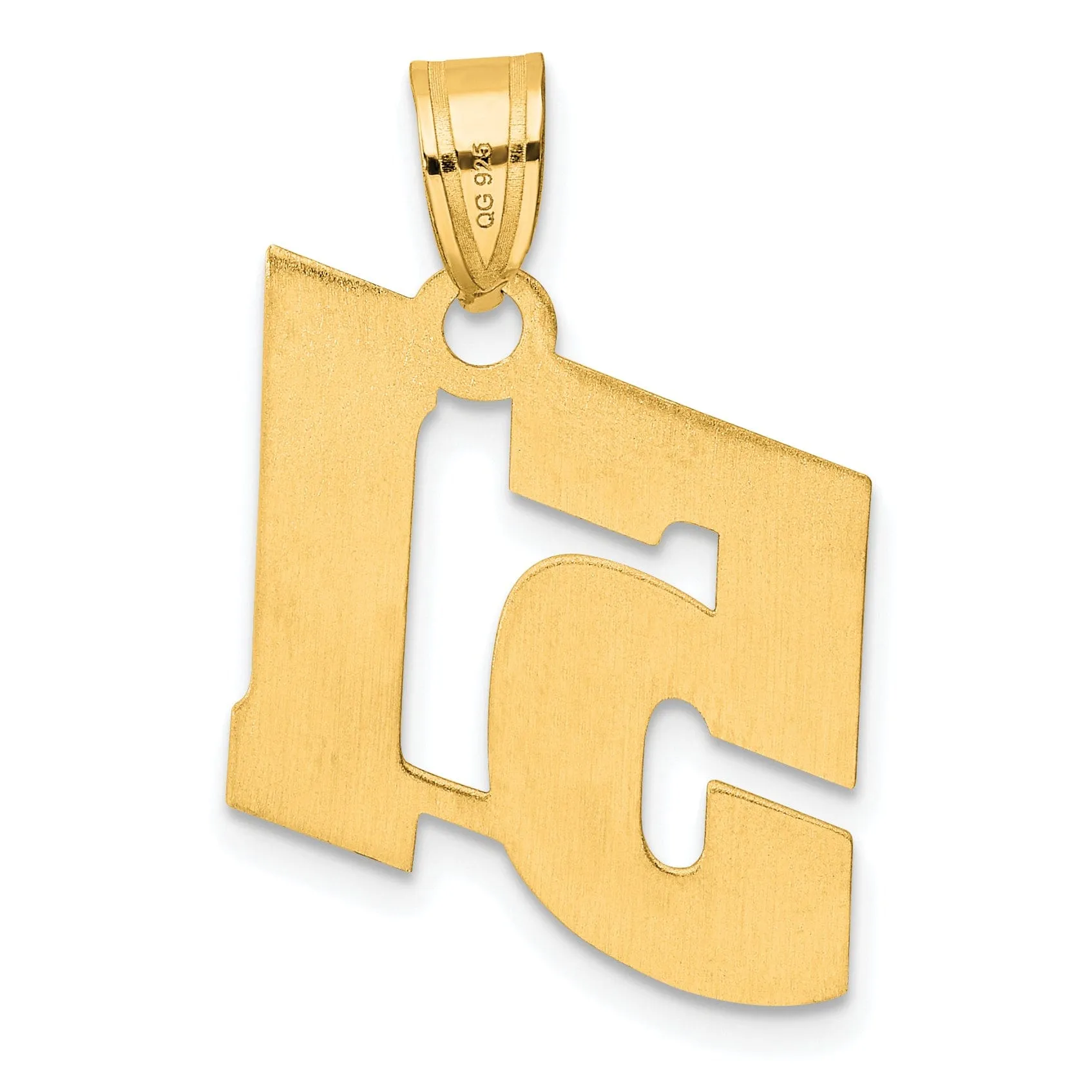 14k Yellow Gold Polished Finish Block Script Design Number 51 Charm Pendant