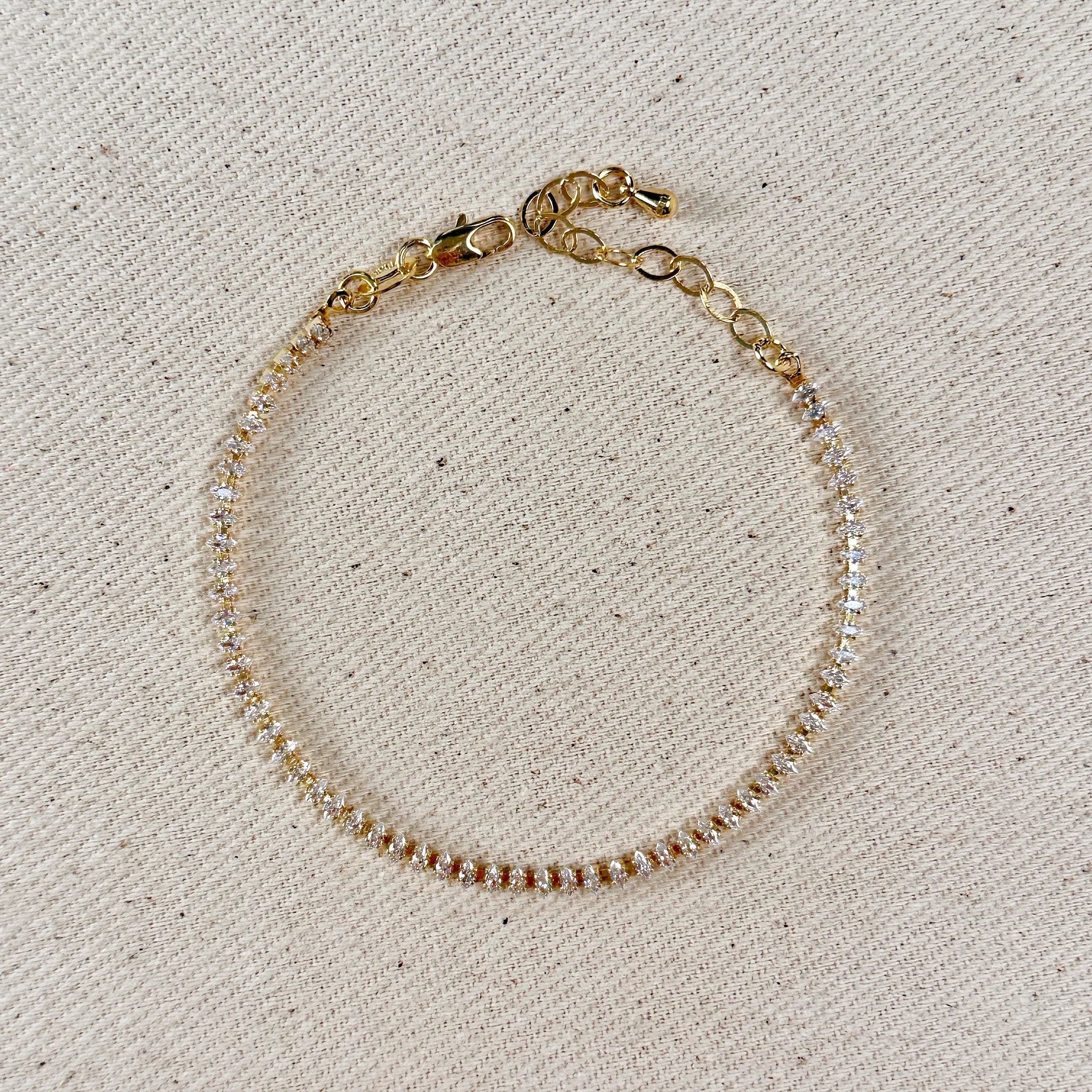 18k Gold Filled Marquise Tennis Bracelet