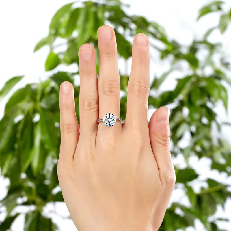 925 Sterling Silver Wedding Engagement Ring 3 Carat Created Diamond Jewelry XFR8209