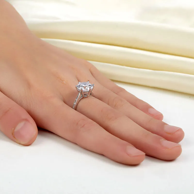925 Sterling Silver Wedding Engagement Ring 3 Carat Created Diamond Jewelry XFR8209