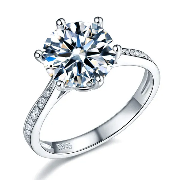 925 Sterling Silver Wedding Engagement Ring 3 Carat Created Diamond Jewelry XFR8209