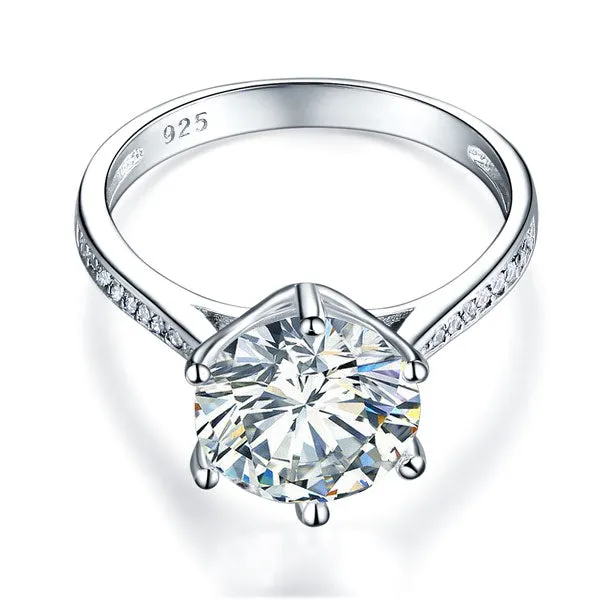 925 Sterling Silver Wedding Engagement Ring 3 Carat Created Diamond Jewelry XFR8209