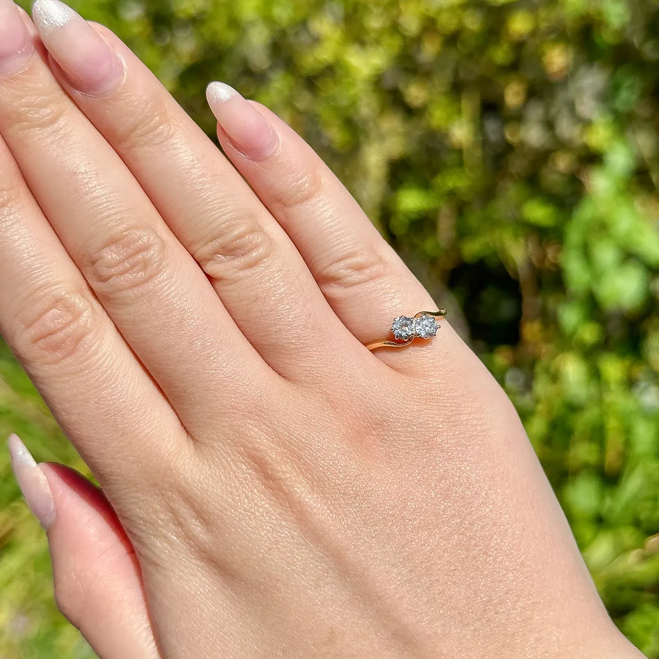 Antique Edwardian Diamond Toi Et Moi Twist Ring 0.50ct Total