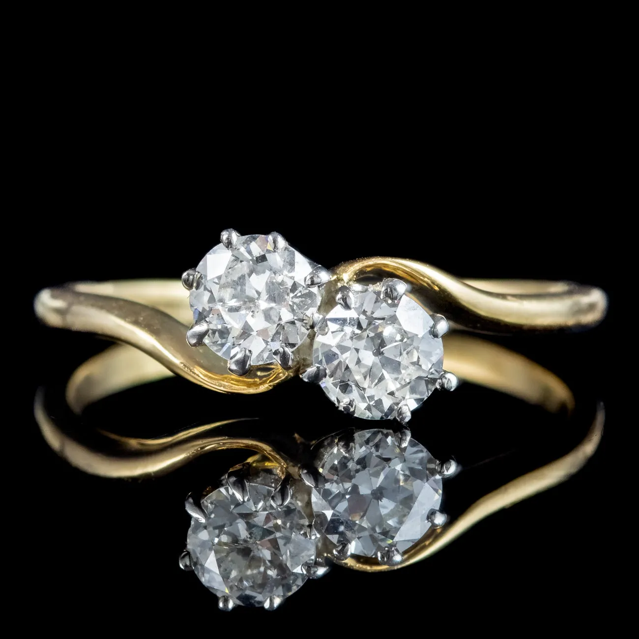 Antique Edwardian Diamond Toi Et Moi Twist Ring 0.50ct Total