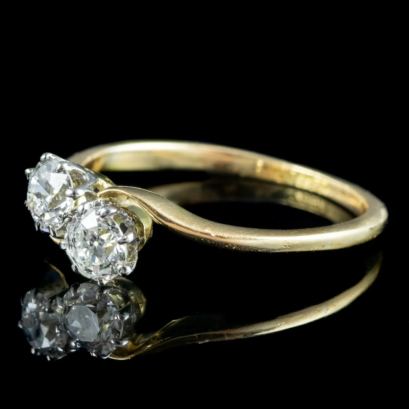 Antique Edwardian Diamond Toi Et Moi Twist Ring 0.50ct Total