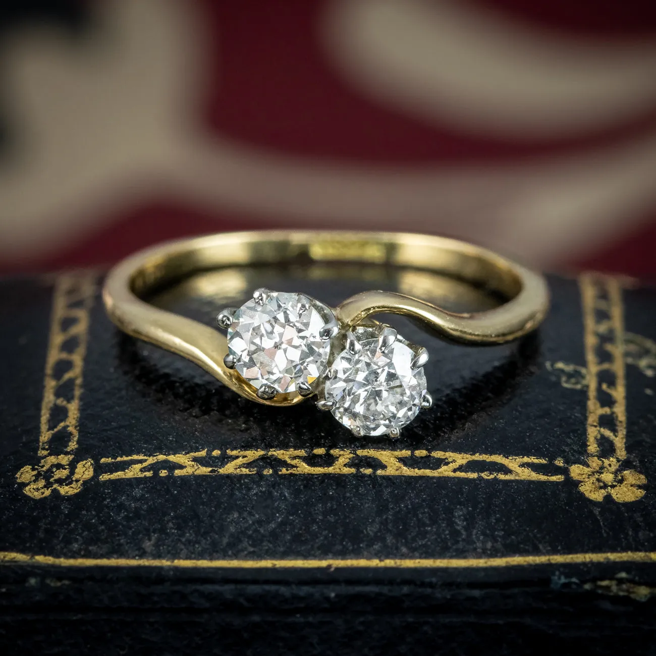 Antique Edwardian Diamond Toi Et Moi Twist Ring 0.50ct Total