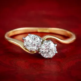 Antique Edwardian Diamond Toi Et Moi Twist Ring 0.50ct Total