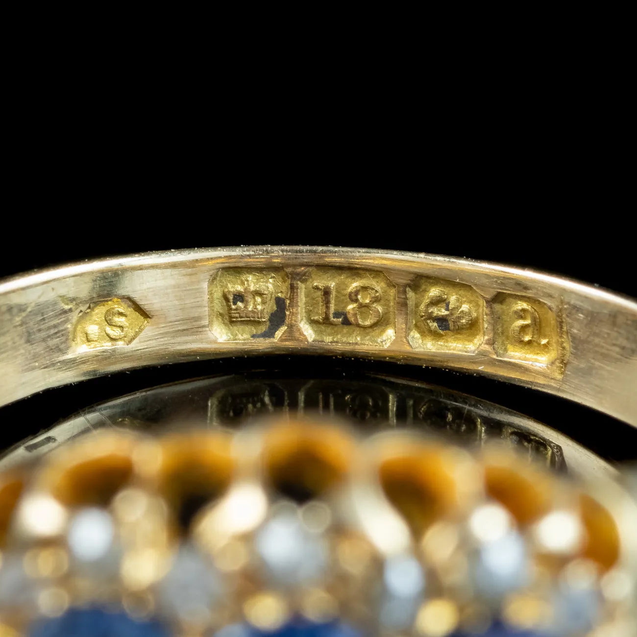 Antique Victorian Ceylon Sapphire Diamond Cluster Ring Dated 1900