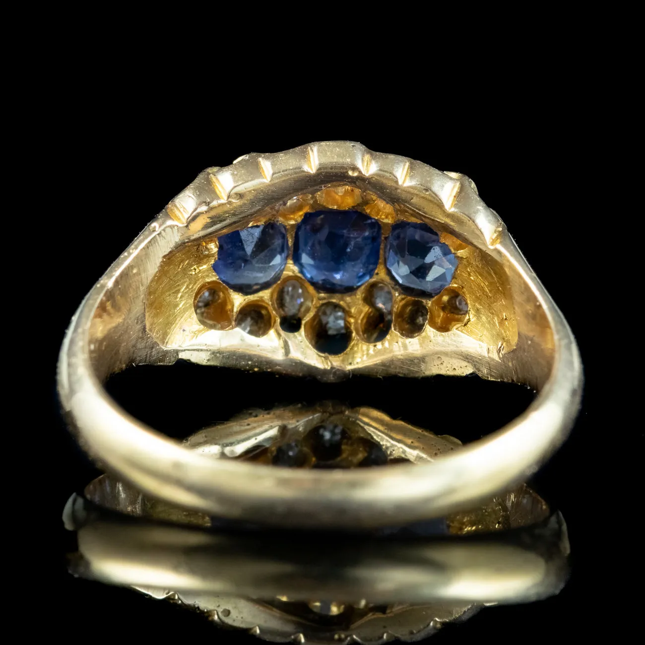Antique Victorian Ceylon Sapphire Diamond Cluster Ring Dated 1900