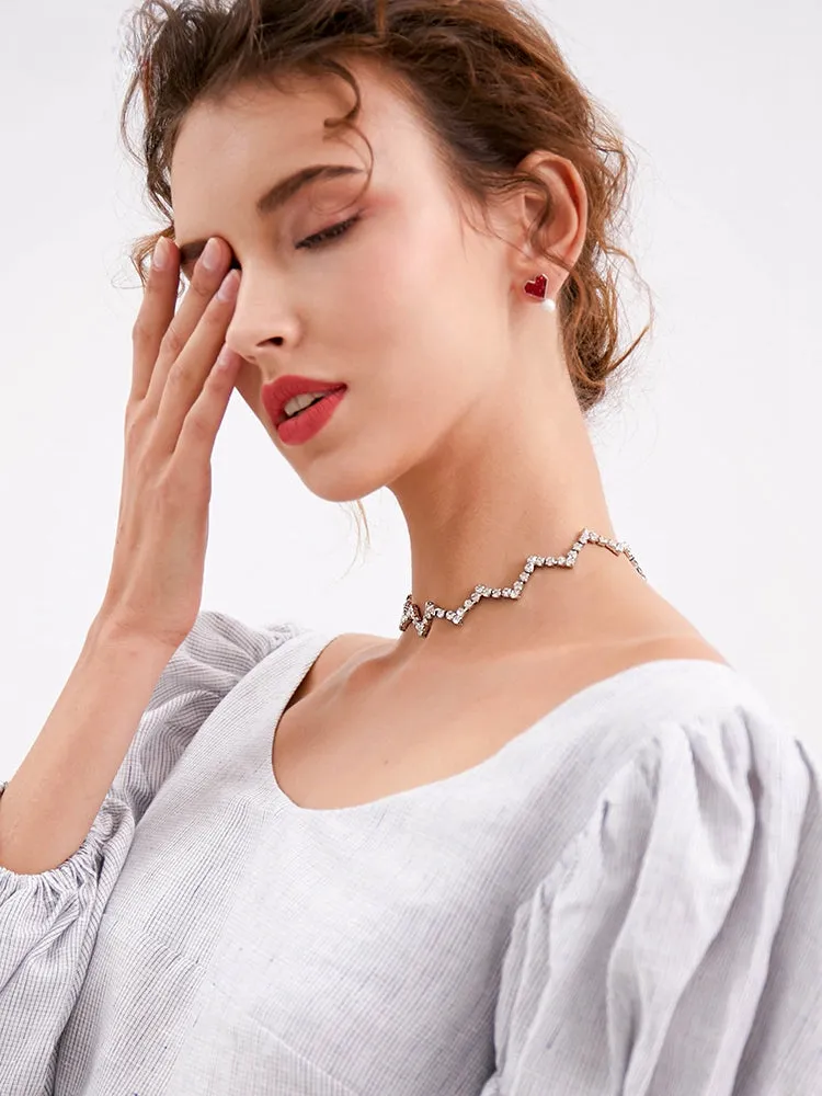 FN Short Wave Necklace Minimalist Collar Chain LOJS47
