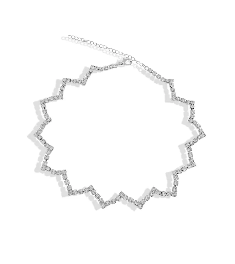 FN Short Wave Necklace Minimalist Collar Chain LOJS47