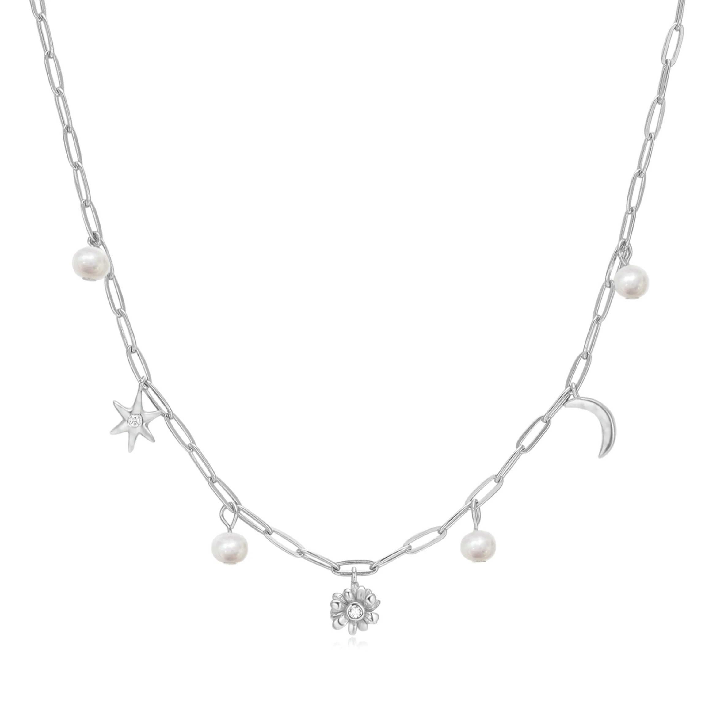 Freshwater Pearl Moon & Star Silver Choker - Daisy
