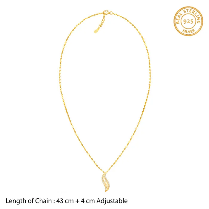 Golden Wavelet Pendant With Link Chain
