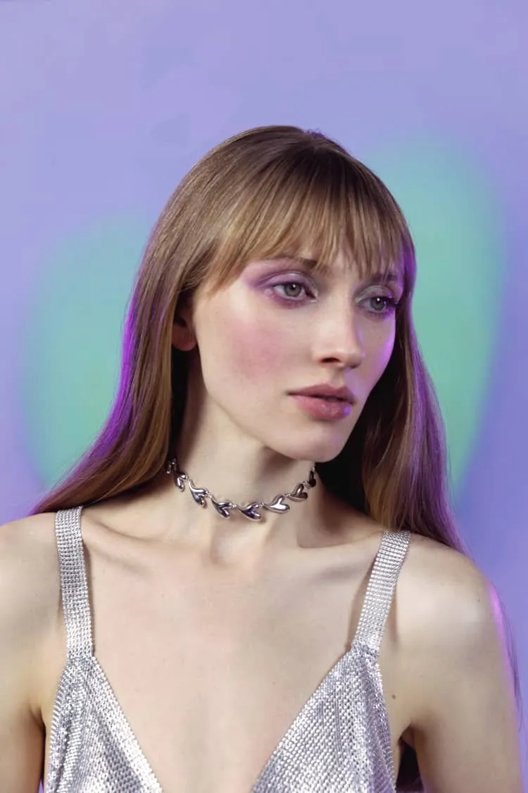heart choker in silver