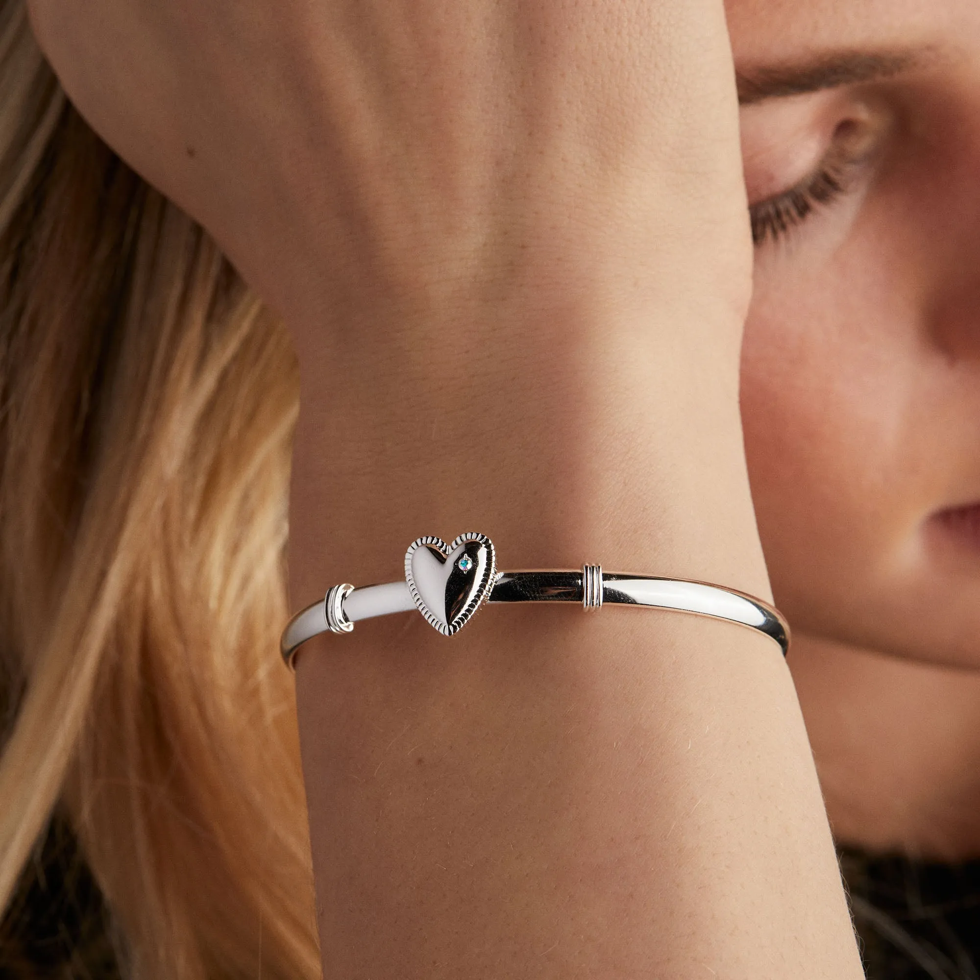 Heart Clip Bangle Bracelet