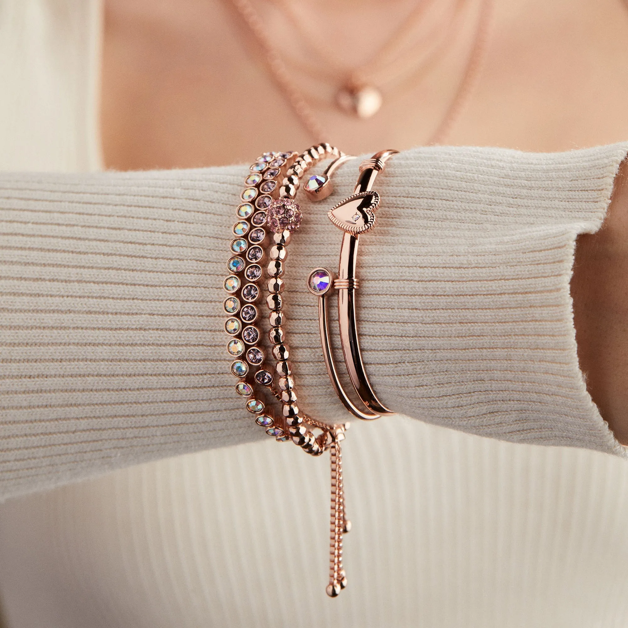 Heart Clip Bangle Bracelet
