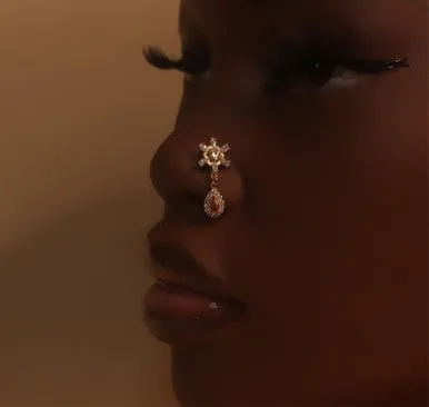 Hustle Dangle CZ Gem Nose Stud Piercing