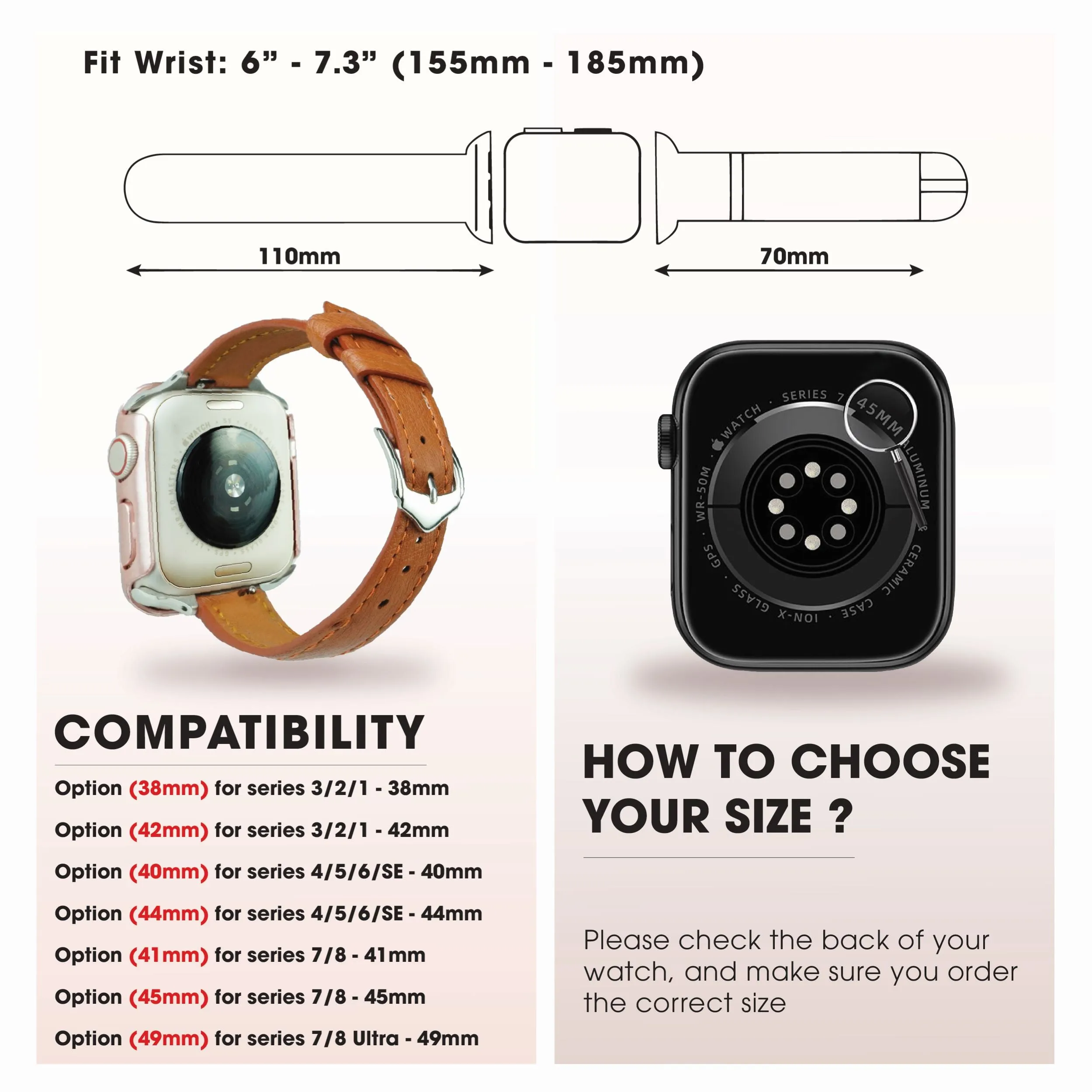 Light Brown Flat Ostrich Leather Band Compatible Apple Watch Iwatch 38mm Screen Protector Case Silver Adapter Replacement Strap For Smartwatch Series 1 2 3 Leather Handmade AW-186S-W-38MM