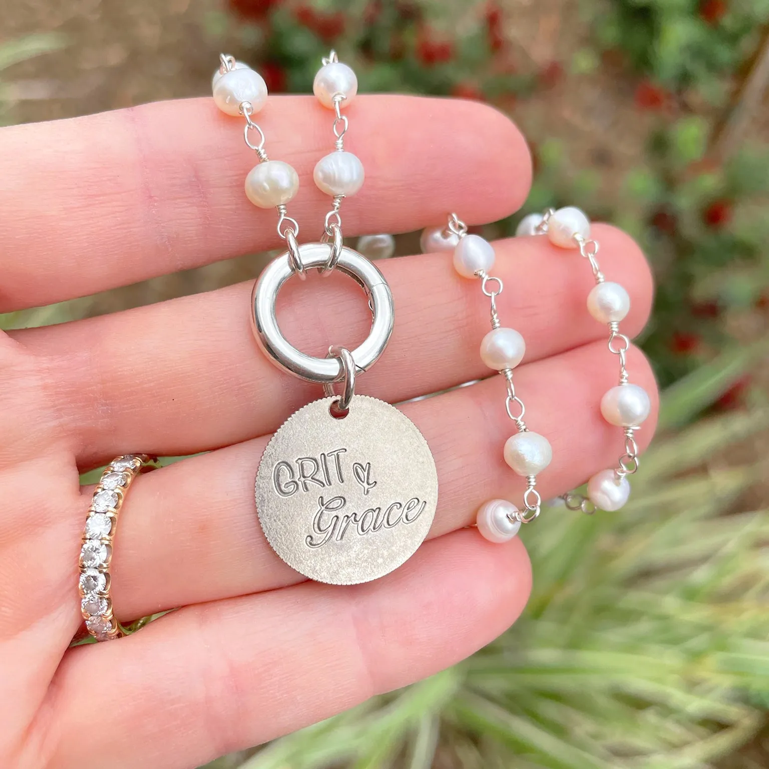 Mariamor Customizable Charm Holder Necklace, Freshwater Pearl