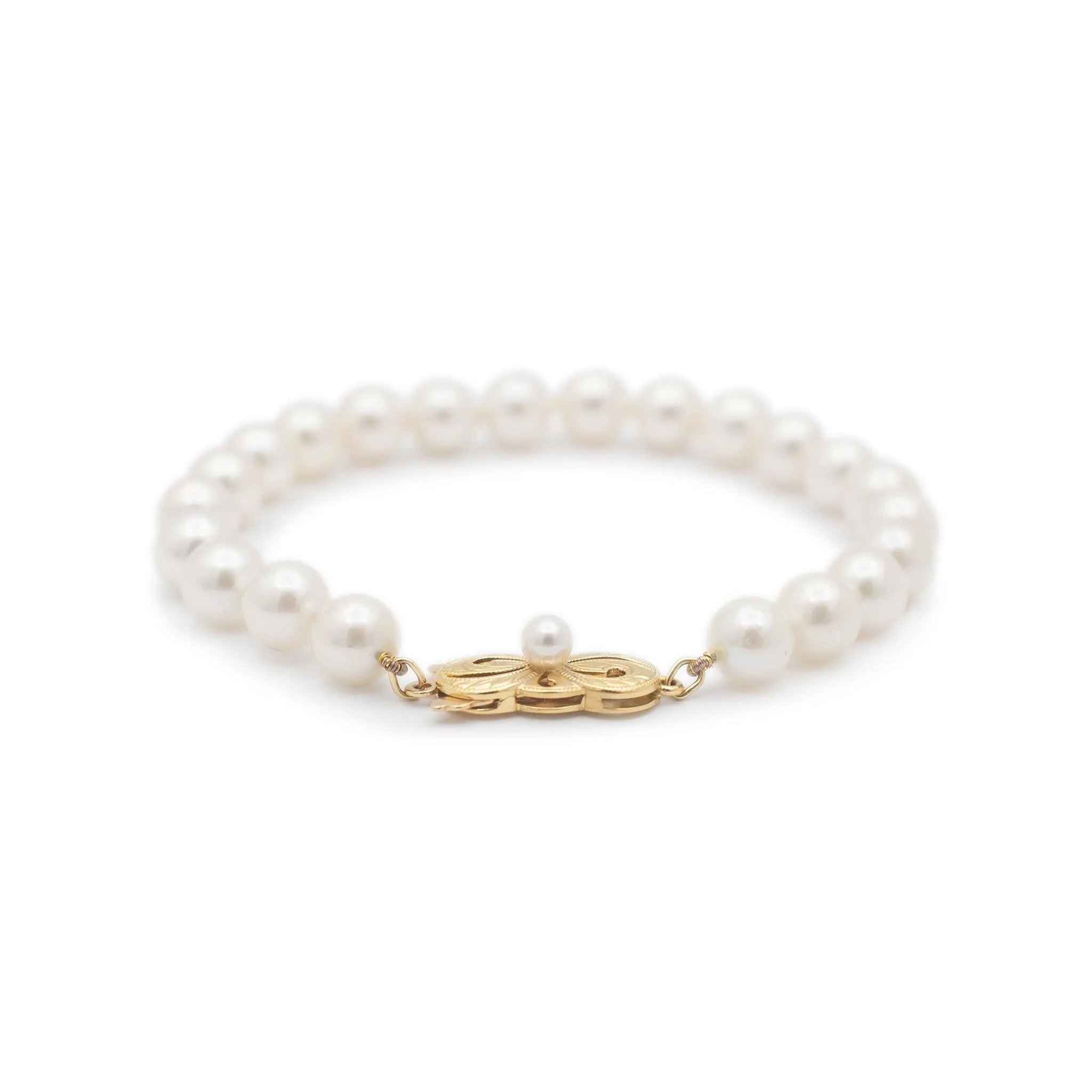 Mikimoto Akoya Pearl Strand Link Bracelet - 18K Yellow Gold Clasp