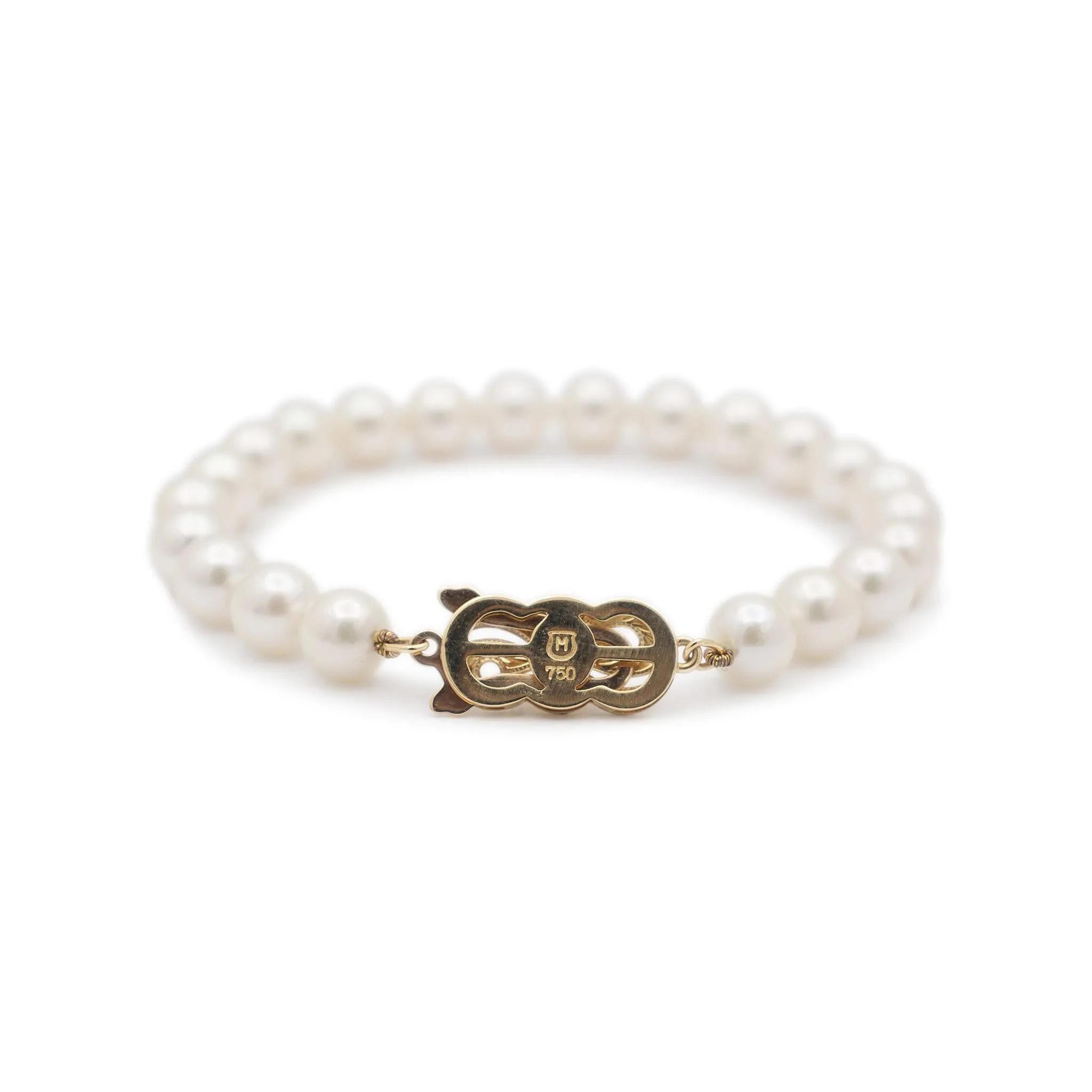 Mikimoto Akoya Pearl Strand Link Bracelet - 18K Yellow Gold Clasp