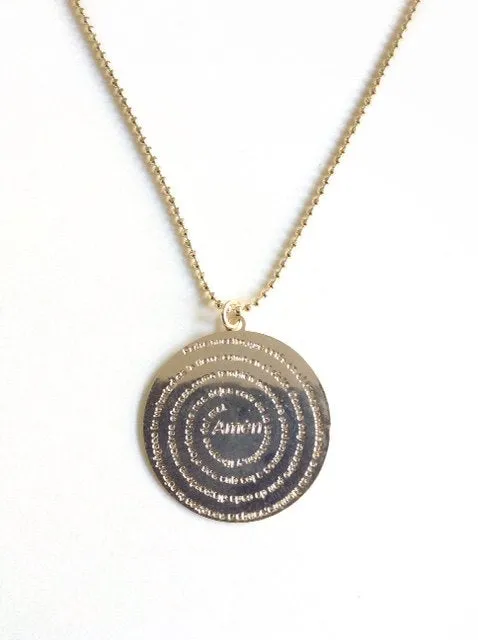 Our Lord Pray Necklace, Our Father Prayer Pendant, Gold Plated Chain, Gold Plated Our Father Spanish Prayer Necklace, Oracion Padre Nuestro