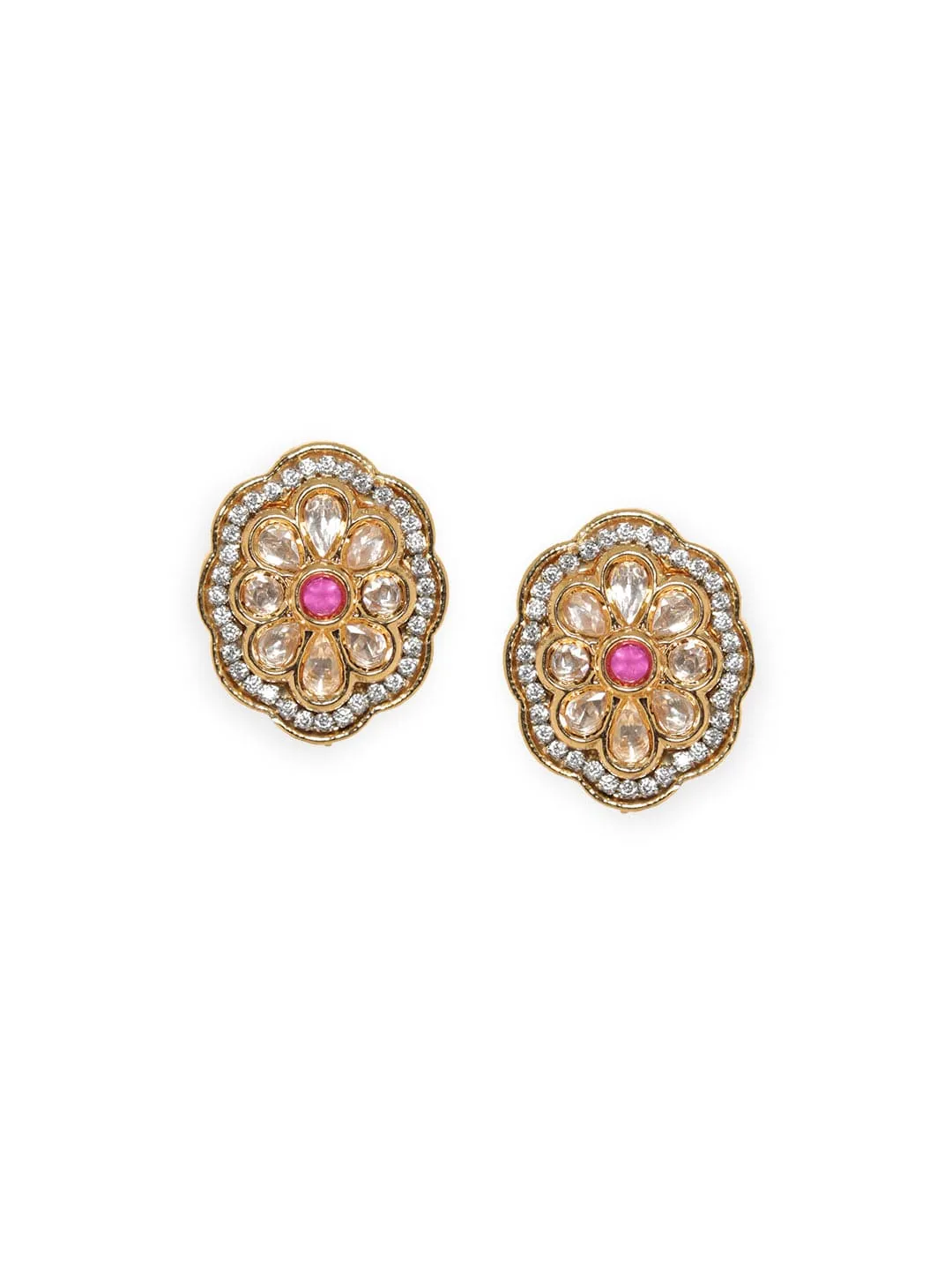 Rubans Zirconia Studded Stainless Steel Studs Earrings