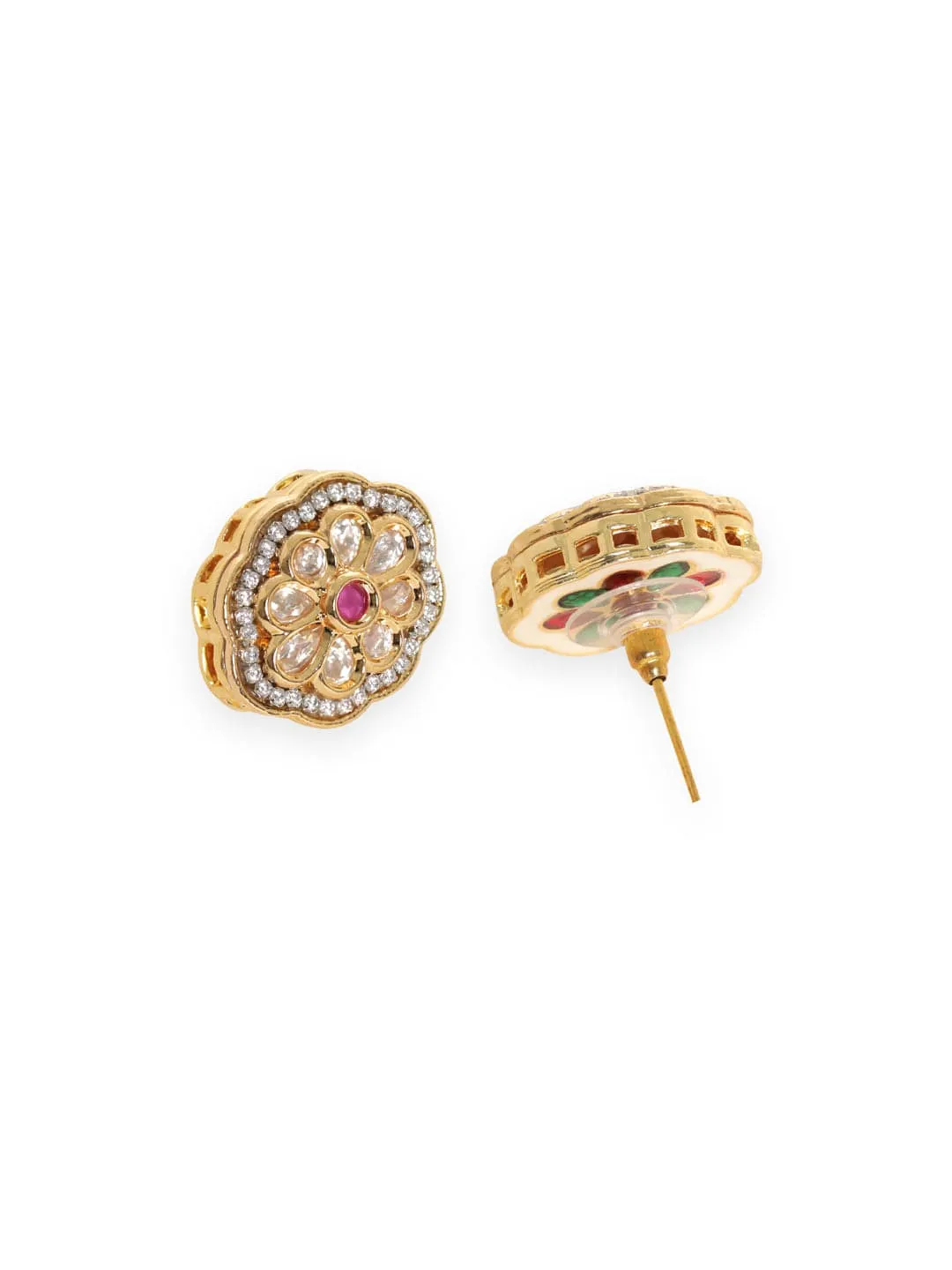 Rubans Zirconia Studded Stainless Steel Studs Earrings