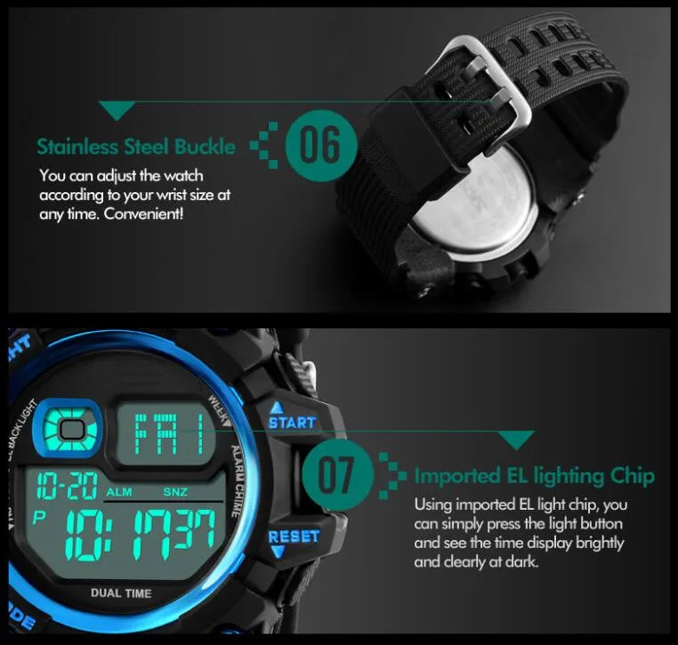 Shock Resistant LED Waterproof Wristwatch