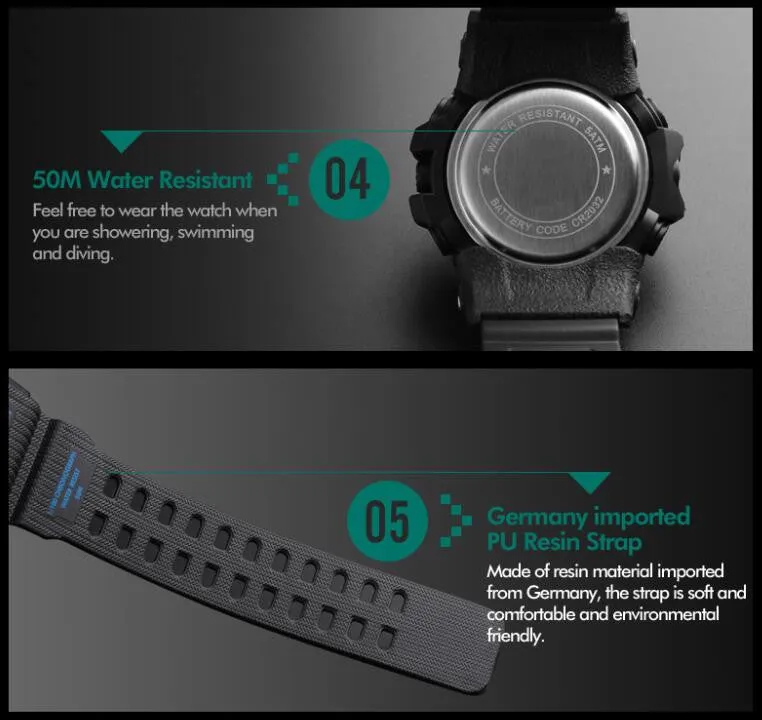 Shock Resistant LED Waterproof Wristwatch