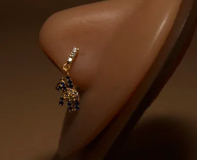 Yogi Bear Zirconia Gemstones Nose Stud